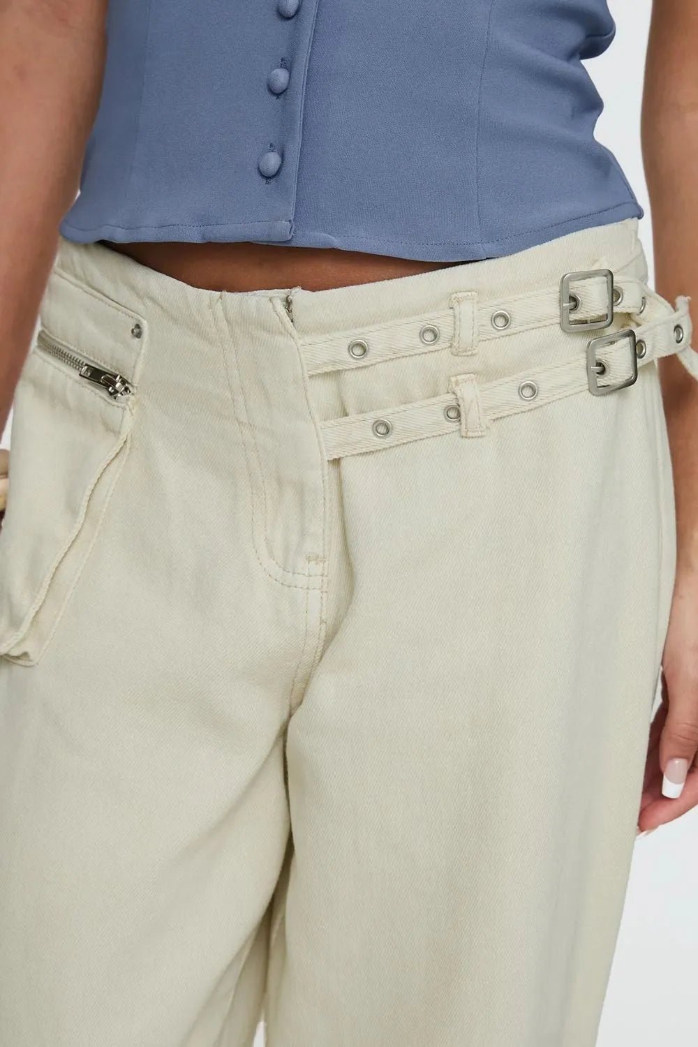 Wide Leg Jeans with Pockets - Aura Apparel