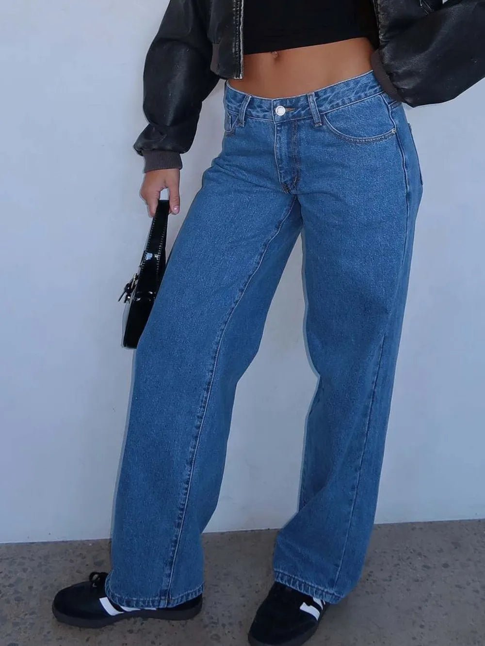 Wide Leg Jeans with Pockets - Aura Apparel