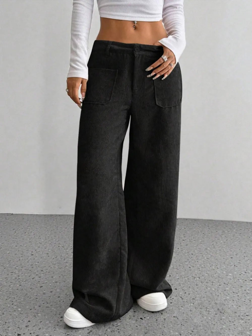Wide Leg Pants with Pockets - Aura Apparel