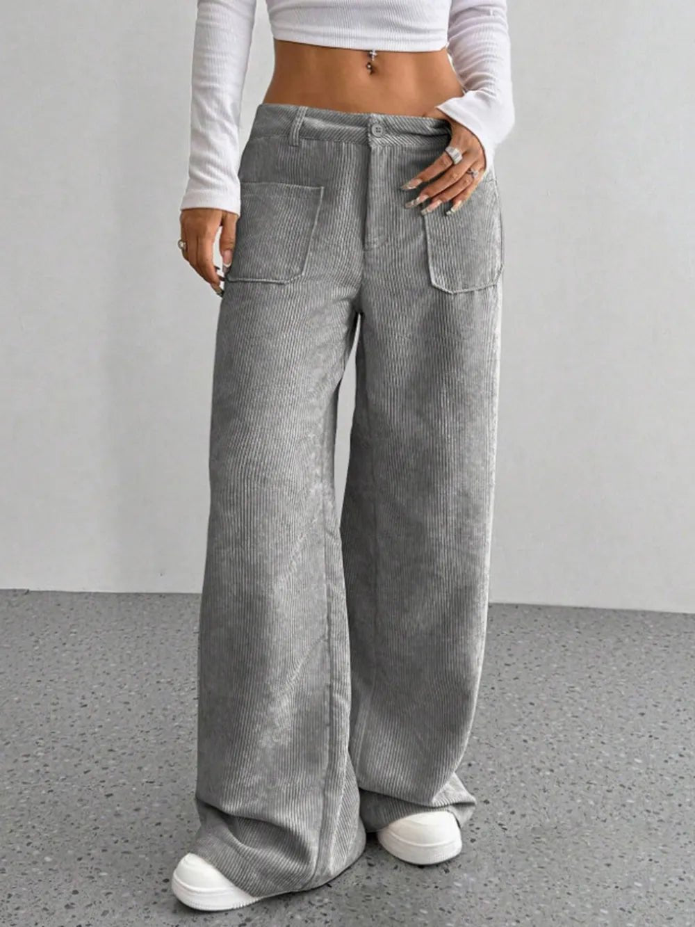 Wide Leg Pants with Pockets - Aura Apparel