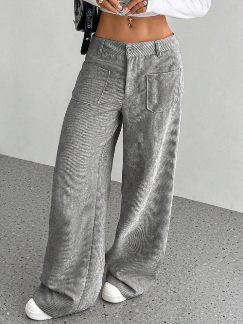 Wide Leg Pants with Pockets - Aura Apparel