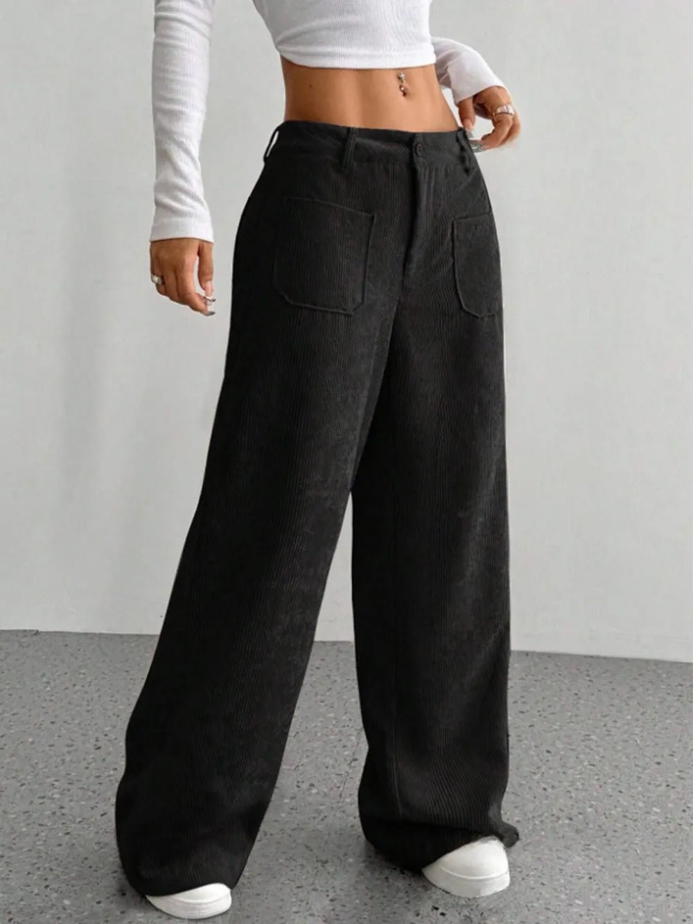 Wide Leg Pants with Pockets - Aura Apparel