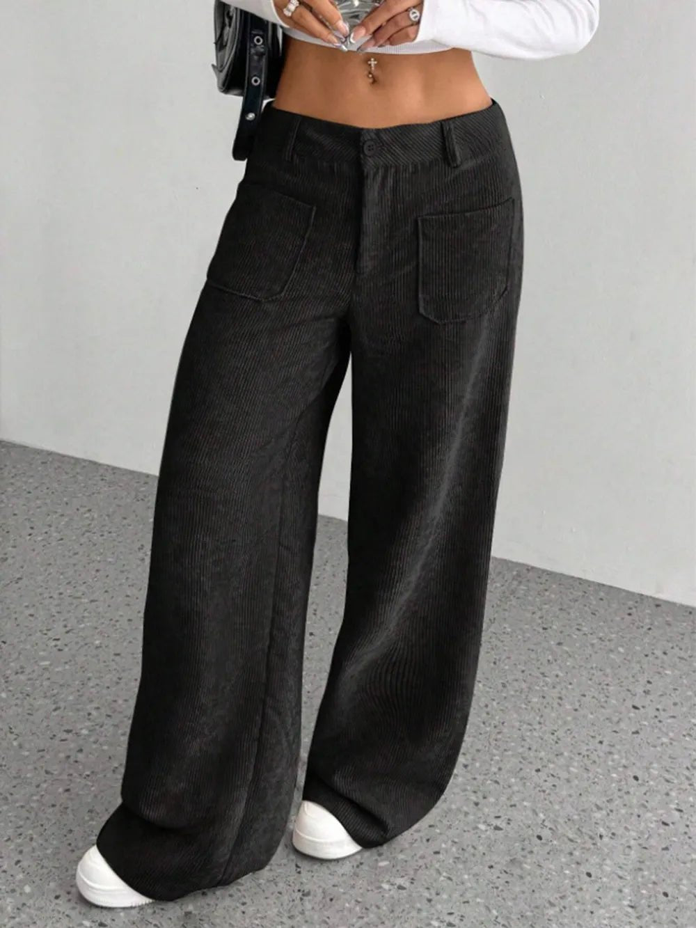 Wide Leg Pants with Pockets - Aura Apparel