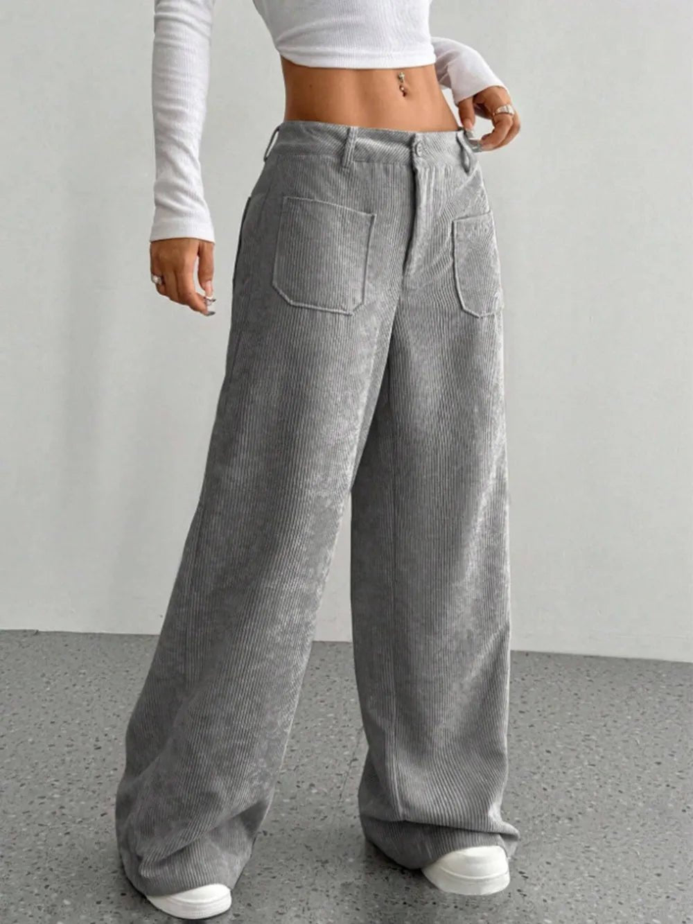 Wide Leg Pants with Pockets - Aura Apparel