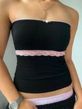 Y2K Lace Detail Tube Top - Aura Apparel