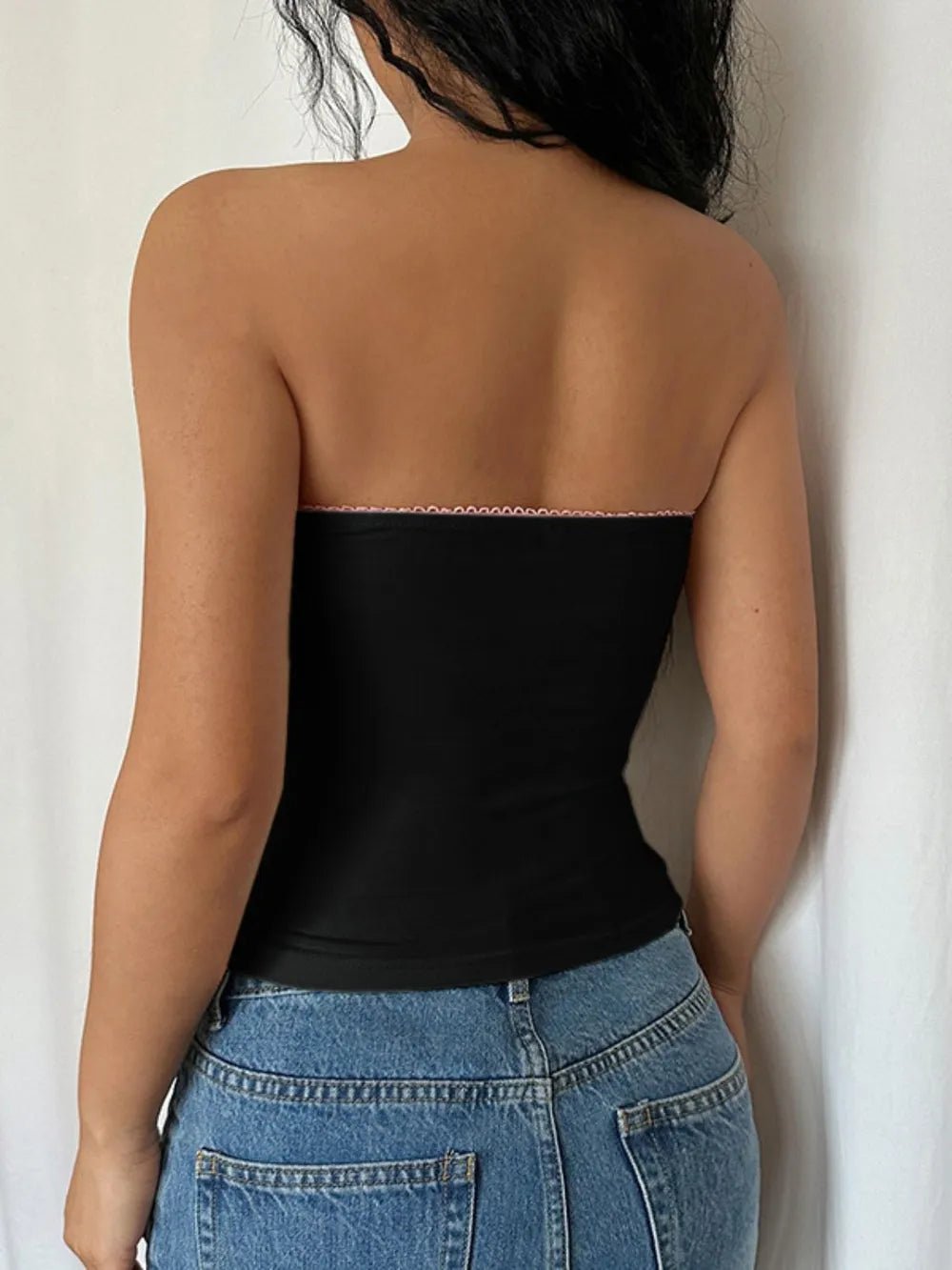 Y2K Lace Detail Tube Top - Aura Apparel